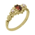 thumbnail image 1 of LBG British Made 18k Yellow Gold ring with Natural Garnet & Cultured Pearl Womens Engagement Ring - 33 size options - Size 11, 1 of 9