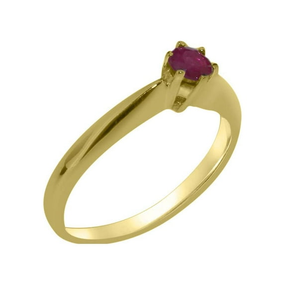 LBG British Made 18k Yellow Gold ring with Natural Ruby Womens Engagement Ring - 33 size options - Size 9.75