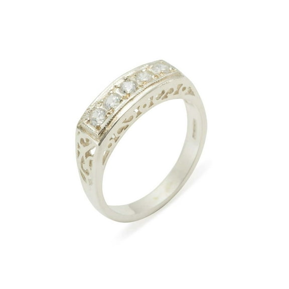 LBG British Made 925 Sterling Silver Cubic Zirconia Womens Eternity Ring - 33 size options - Size 10