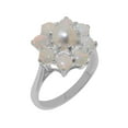 thumbnail image 1 of LBG British Made 925 Sterling Silver Cultured Pearl & Opal Womens Engagement Ring - 33 size options - Size 4.75, 1 of 6