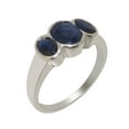 thumbnail image 1 of LBG British Made 925 Sterling Silver Genuine Natural Sapphire Womens Statement Ring - 33 size options - Size 5.5, 1 of 6