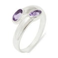 thumbnail image 1 of LBG British Made 925 Sterling Silver Natural Amethyst Womens Band Ring - 33 size options - Size 9, 1 of 6