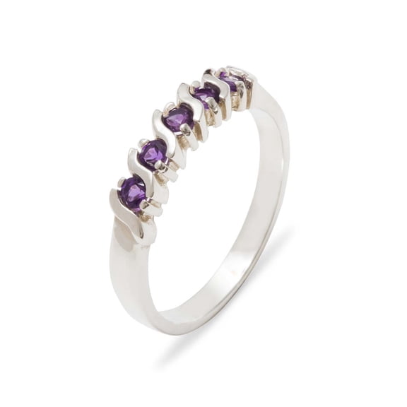LBG British Made 925 Sterling Silver Natural Amethyst Womens Eternity Ring - 33 size options - Size 12 - 33 size options - Sizes 4 to 12 Available