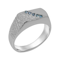 LBG British Made 925 Sterling Silver Natural Blue Topaz Mens band Ring - 33 size options - Size 10