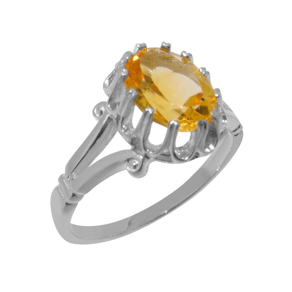 LBG British Made 925 Sterling Silver Natural Citrine Womens Statement Ring - 33 size options - Size 9