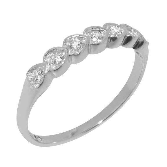 LBG British Made 925 Sterling Silver Natural Diamond Womens Eternity Ring - 33 size options - Size 4.75