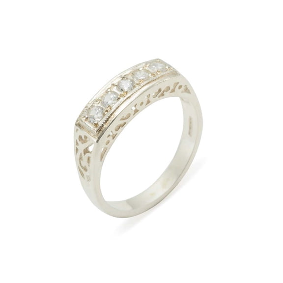 LBG British Made 925 Sterling Silver Natural Diamond Womens Eternity Ring - 33 size options - Size 6.25
