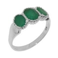 thumbnail image 1 of LBG British Made 925 Sterling Silver Natural Emerald Womens Promise Ring - 33 size options - Size 10.75, 1 of 7