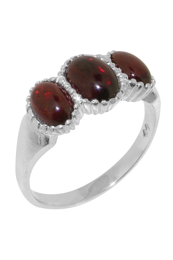 LBG British Made 925 Sterling Silver Natural Garnet Womens Anniversary Ring - 33 size options - Size 10