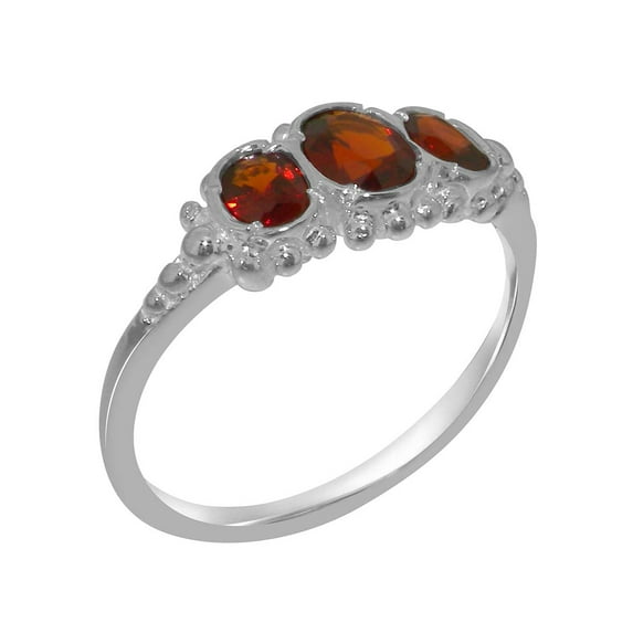 LBG British Made 925 Sterling Silver Natural Garnet Womens Anniversary Ring - 33 size options - Size 7.75