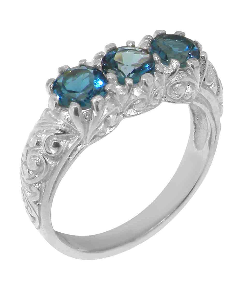 LBG British Made 925 Sterling Silver Natural London Blue Topaz Womens ...