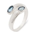 thumbnail image 1 of LBG British Made 925 Sterling Silver Natural London Blue Topaz Womens Band Ring - 33 size options - Size 11, 1 of 6