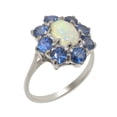 thumbnail image 1 of LBG British Made 925 Sterling Silver Natural Opal & Sapphire Womens Statement Ring - 33 size options - Size 10, 1 of 6