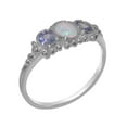 thumbnail image 1 of LBG British Made 925 Sterling Silver Natural Opal & Tanzanite Womens Anniversary Ring - 33 size options - Size 6.5, 1 of 5