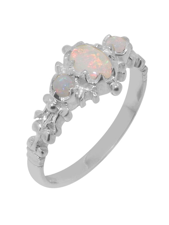LBG British Made 925 Sterling Silver Natural Opal Womens Statement Ring - 33 size options - Size 6.75