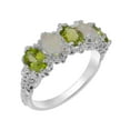 thumbnail image 1 of LBG British Made 925 Sterling Silver Natural Peridot & Opal Womens Eternity Ring - 33 size options - Size 10.75, 1 of 8