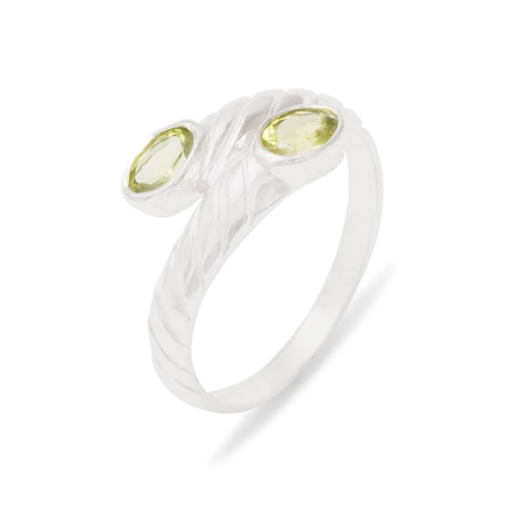 LBG British Made 925 Sterling Silver Natural Peridot Womens Band Ring - 33 size options - 4.5 - 33 size options - Sizes 4 to 12 Available
