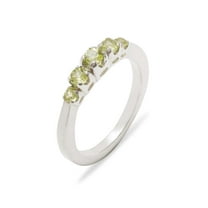 LBG British Made 925 Sterling Silver Natural Peridot Womens band Ring - 33 size options - Size 10
