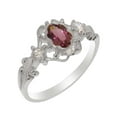 thumbnail image 1 of LBG British Made 925 Sterling Silver Natural Pink Tourmaline & Cubic Zirconia Womens Statement Ring - 33 size options - Size 5.5, 1 of 8