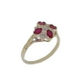 thumbnail image 1 of LBG British Made 925 Sterling Silver Natural Ruby & Cubic Zirconia Womens Cluster Ring - 33 size options, 1 of 7