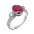 thumbnail image 1 of LBG British Made 925 Sterling Silver Natural Ruby & Cubic Zirconia Womens Engagement Ring - 33 size options - Size 4.5, 1 of 6