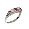 thumbnail image 1 of LBG British Made 925 Sterling Silver Natural Ruby & Cultured Pearl Womens Band Ring - 33 size options - Size 7.75, 1 of 7