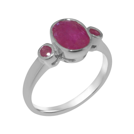 LBG British Made 925 Sterling Silver Natural Ruby Womens Engagement Ring - 33 size options - Size 6