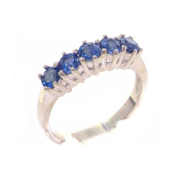 LBG British Made 925 Sterling Silver Natural Sapphire Womens Anniversary Ring - 33 size options - Size 10.25