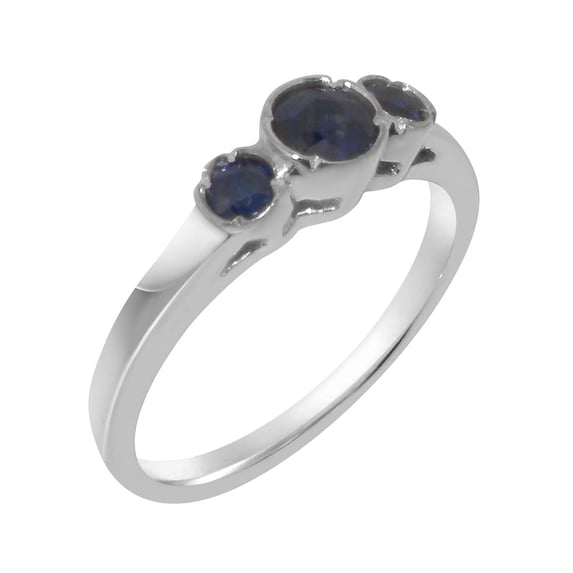 LBG British Made 925 Sterling Silver Natural Sapphire Womens Anniversary Ring - 33 size options - Size 9