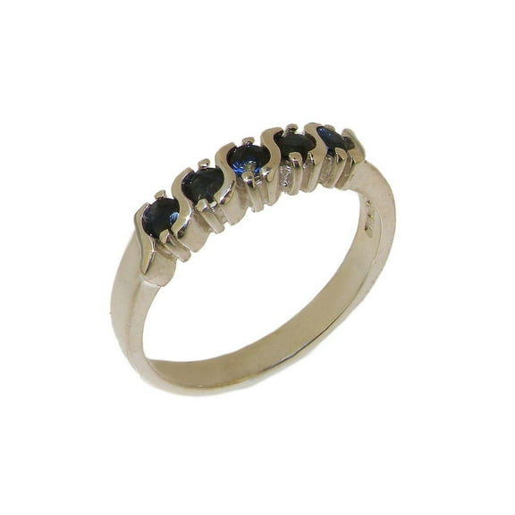 LBG British Made 925 Sterling Silver Natural Sapphire Womens Eternity Ring - 33 size options