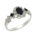 thumbnail image 1 of LBG British Made 925 Sterling Silver Natural Sapphire Womens Promise Ring - 33 size options - Size 9.5, 1 of 1