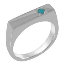 LBG British Made 925 Sterling Silver Natural Turquoise Mens Band Ring - 33 size options - Size 10