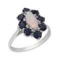 thumbnail image 1 of LBG British Made 925 Sterling Silver Opal & Sapphire ring Womens Statement Ring - 33 size options - Size 11.75, 1 of 3