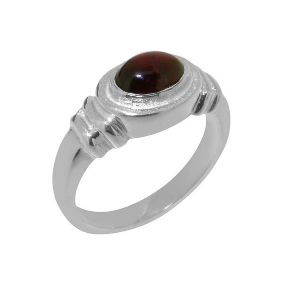 LBG British Made 925 Sterling Silver Real Genuine Garnet Unisex Engagement Ring - 33 size options - Size 8.25