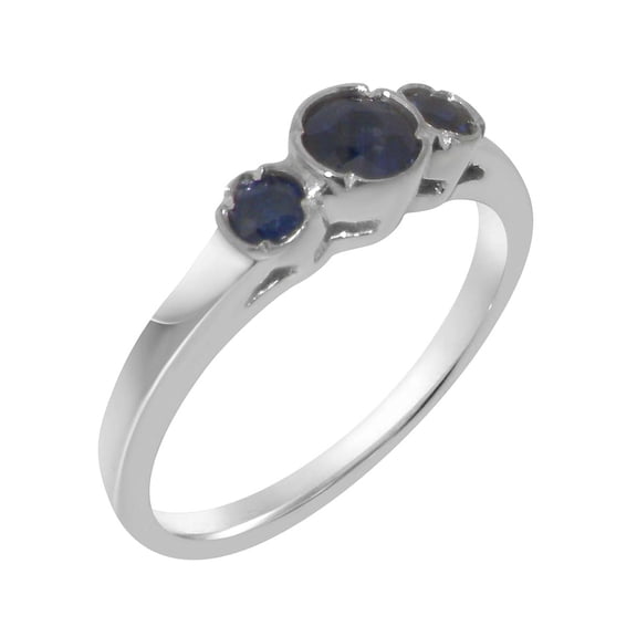 LBG British Made 925 Sterling Silver Real Genuine Sapphire Womens Promise Ring - 33 size options - Size 8.25