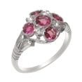 thumbnail image 1 of LBG British Made 925 Sterling Silver Womens Ring Natural Pink Tourmaline & Cubic Zirconia Statement Ring - 33 size options - Size 7.5, 1 of 5