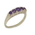 thumbnail image 1 of LBG British Made 9ct White Gold Natural Amethyst Womens Band Ring - Size 11.75 - 33 size options, 1 of 8