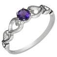 thumbnail image 1 of LBG British Made 9ct White Gold Natural Amethyst Womens Solitaire Ring - 33 size options - Size 10, 1 of 6