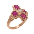 thumbnail image 1 of LBG British Made 9k Rose Gold Cubic Zirconia & Ruby Womens Promise Ring - 33 size options - Size 6, 1 of 6