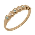 thumbnail image 1 of LBG British Made 9k Rose Gold Cultured Pearl & Aquamarine Womens Promise Ring - 33 size options - Size 7.75, 1 of 9