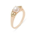 thumbnail image 1 of LBG British Made 9k Rose Gold Cultured Pearl & Peridot Womens Cluster Ring - 33 size options - Size 7.75, 1 of 6