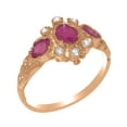 thumbnail image 1 of LBG British Made 9k Rose Gold Genuine Natural Ruby & Diamond Womens Statement Ring - 33 size options - Size 5.5, 1 of 4