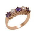 thumbnail image 1 of LBG British Made 9k Rose Gold Natural Amethyst & Cultured Pearl Womens Eternity Ring - 33 size options - Size 10.75, 1 of 7