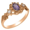 thumbnail image 1 of LBG British Made 9k Rose Gold Natural Amethyst & Opal Womens Statement Ring - 33 size options - Size 8, 1 of 1