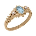 thumbnail image 1 of LBG British Made 9k Rose Gold Natural Aquamarine & Cultured Pearl Womens Anniversary Ring - 33 size options - Size 10, 1 of 9