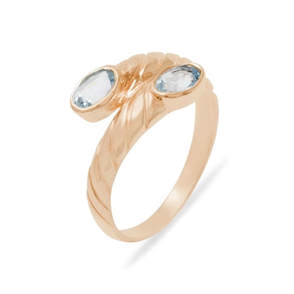 LBG British Made 9k Rose Gold Natural Aquamarine Womens Band Ring - 33 size options - 8.5 - 33 size options - Sizes 4 to 12 Available
