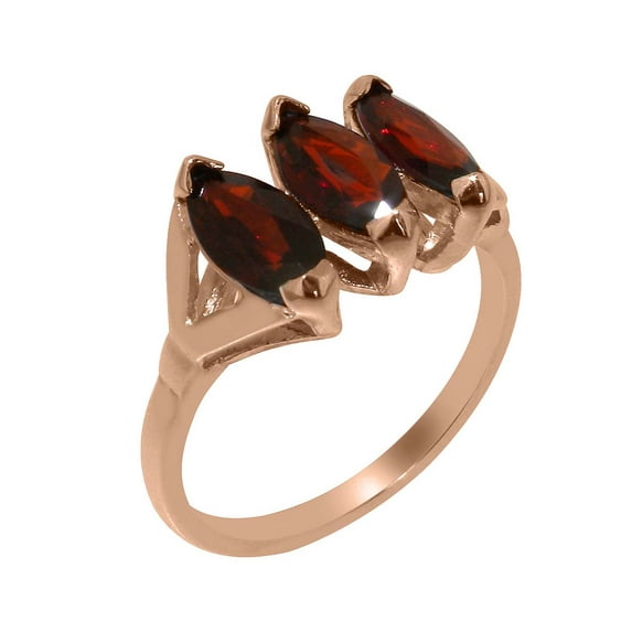LBG British Made 9k Rose Gold Natural Garnet Womens Anniversary Ring - 33 size options - Size 10