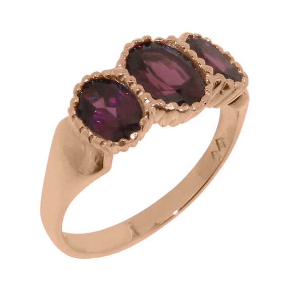 LBG British Made 9k Rose Gold Natural Garnet Womens Engagement Ring - 33 size options - Size 4.5