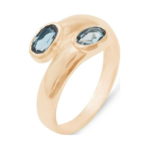 LBG British Made 9k Rose Gold Natural London Blue Topaz Womens Band Ring - 33 size options - Size 4.75