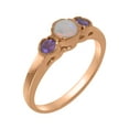 thumbnail image 1 of LBG British Made 9k Rose Gold Natural Opal & Amethyst Womens Promise Ring - 33 size options - Size 10.75, 1 of 7